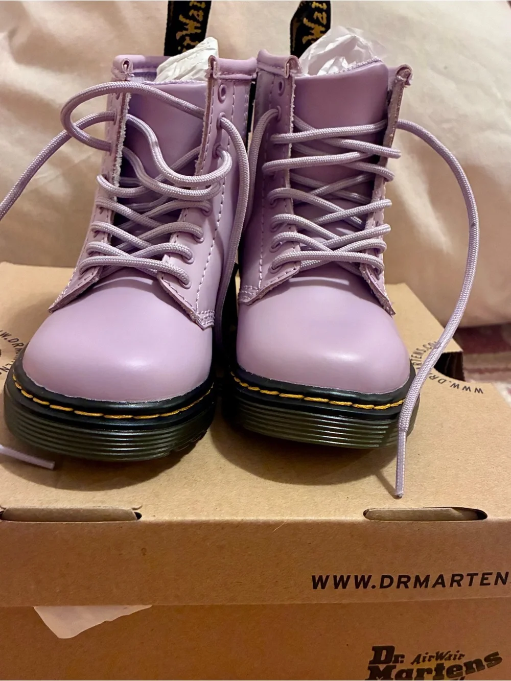 NWT Dr. Martens Kids Lavender Lace-Up Boots with Side Zip